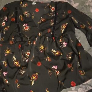 Old Navy Black Floral Blouse